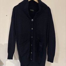 Fred Perry Men's Cardigan S Blue Wool with Cotton High Neck Cardigan