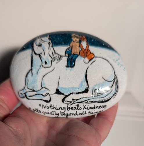 Hand painted pebble the boy - -,