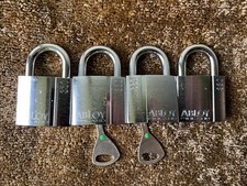 4x Abloy 330 keyed alike Padlocks 2 sentry keys 8mm shackle Read Listing