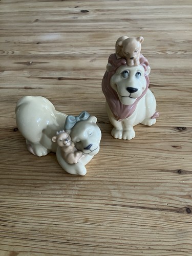 Nao porcelain lion figurines - lion,