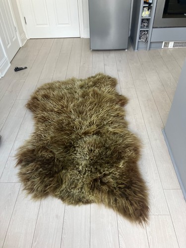 Sheepskin wool rug browns - sheepskin, in