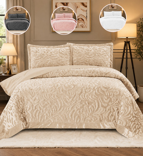 Velvet quilted 3pcs bedspread - velvet,