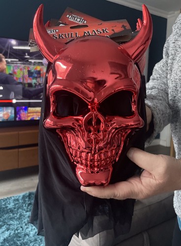 Red skull devil - red, horns