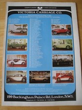 VICTORIA CARRIAGE CO CLASSIC CARS STOCK LIST LONDON ADVERT A4 FILE 31