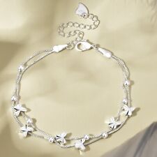 925 Sterling Silver Butterfly Bead Linked Adjustable Bracelet Women Jewellery UK