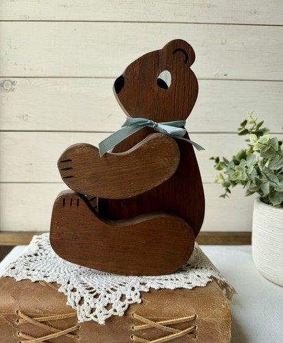 Vintage wooden posable teddy - posable,