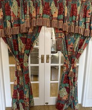 STUNNING HEAVY QUALITY DESIGNER HARLEQUIN ‘ZARDOZA’  CURTAINS /PELMET /TIEBACKS 