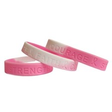 4x Breast Cancer HOPE FAITH COURAGE PINK WHITE Ribbon Charity Wristband Bracelet