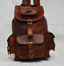 Men Vintage Leather Backpack Rucksack Travel Sports School Hiking Bag
