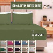 Extra Deep 30cm Fitted Sheets, Super Soft 100% Brushed Cotton Summer Bed Sheets