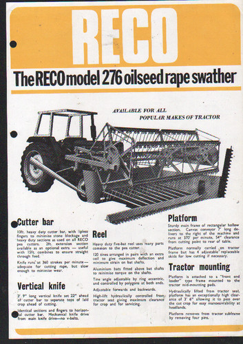 Reco model 276 tractor - 276",