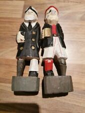 Vintage Wood Pirate Figurine Nautical Wooden DecorCarved Eye Patch Gold Cup Red