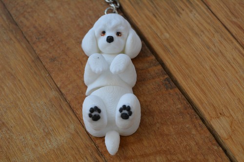 White poodle keychain with - white,