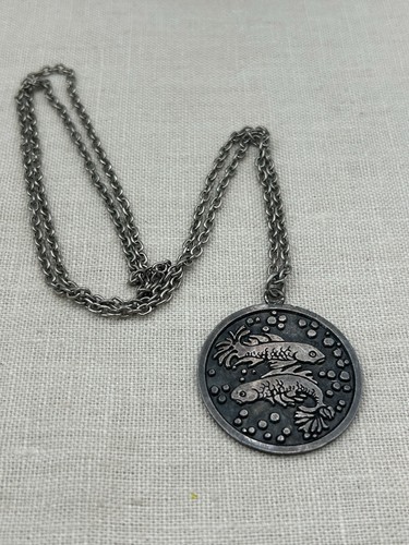 Vintage pisces zodiac pendant - vintage,