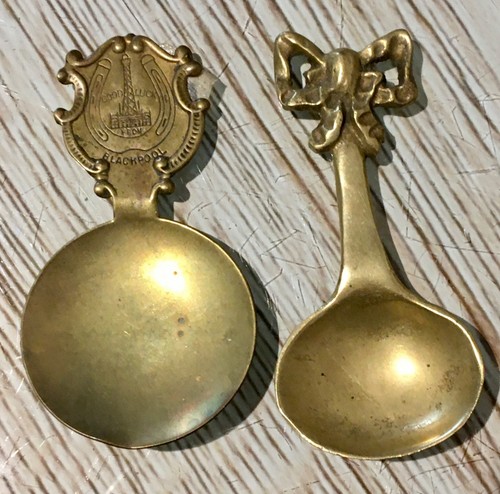 Antique brass tea caddy spoons - antique,