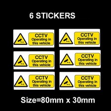 6X CCTV OPERATING IN THIS VEHICLE - 80 X 30MM SELF ADHESIVE STICKERS - CAR, TAXI
