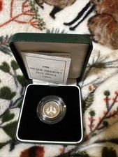 1990 UK Piedfort Silver 5p Pence Coin, Proof, Silver (0.925), Boxed with COA