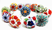 Vintage Floral Ceramic Knobs for Cabinets and Drawers - Set of 12