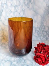Large Brown Amber Glass Vase Autumn Colours Decorative