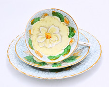 Tuscan Bone China Gardenia Trio - Cup Saucer and Plate Set Blue and Yellow