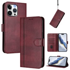 For Various Phone Leather Card Wallet Case Bag Flip Stand Simple Fashion Cover