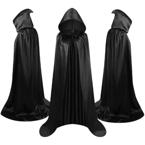 Black hooded cloak cape - cloak,