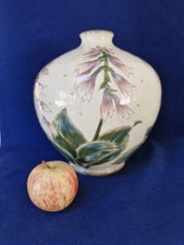 Vintage 1998 Cobridge Stoneware Vase Signed RB, Moorcroft Interest 9" Foxgloves?