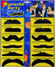 12 Self-Adhesive Fake Moustache Hen Stag Bachelorette Party Kids Fancy Dress