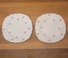 2 Royal Vale Lilac Polka Dot Bone China Gold Edge Bread & Butter Plates
