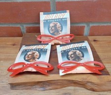 3 x Vintage Milady 1940s / 1950s Celluloid / Plastic Red Bow Hair Clips Unused 