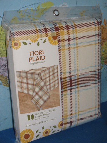 Fiori plaid vinyl tablecloth - fiori,
