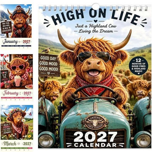 2027 funny highland cow wall - 2027,