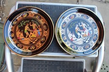 Pair of Greek hand Made plates - Gold trim 20cm