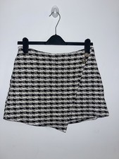 New Look Houndstooth Dogtooth Wrap Style Asymmetrical Hem Winter Skirt Size 12