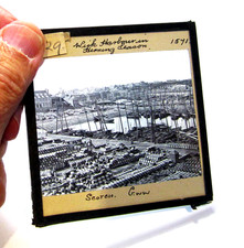 Wick harbour Scotland antique photo magic lantern slide #840