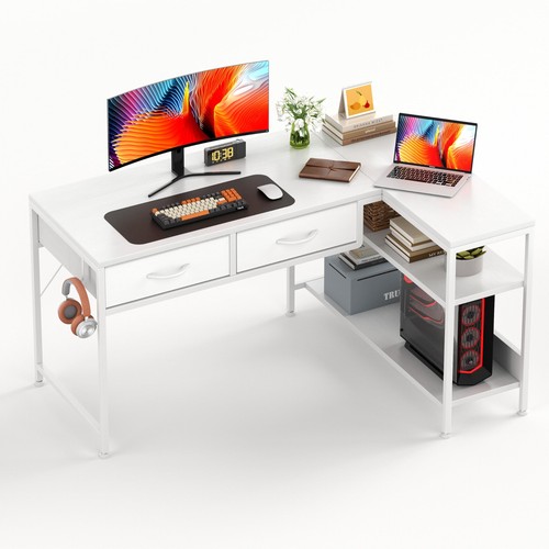 Shaped computer desk with - computer,