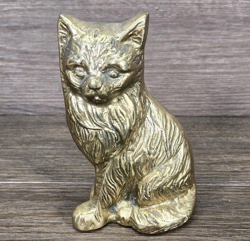 Vintage brass cat - brass,