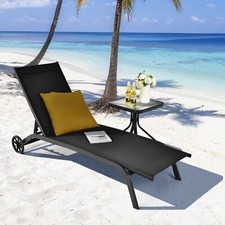 Garden Sun Lounger with Wheels