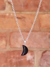 Moon Pendant Gemstone Necklace Crystal Crescent Natural Reiki Healing Polished