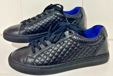 Nicholas Deakins Black Lace-Up Sneakers Casual Shoes with Quilted Pattern, UK8