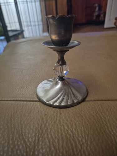 Vintage pewter candle - ,