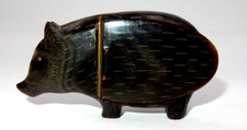 ANTIQUE HAND-CARVED WOODEN PIG