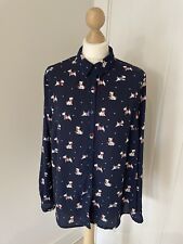 TU Sainsbury's Westie Dog BLOUSE UK Long Sleeve Shirt Top Navy Westie Terrier