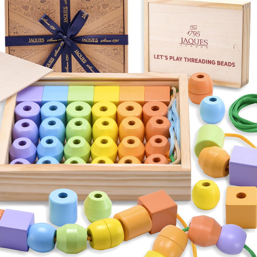 Toddler threading beads - threading, |