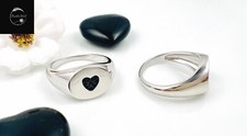 Sterling Silver 925 Love Heart Signet Ring for Women Ladies Girls Stackable Gift