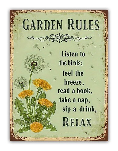 Garden rules metal - metal, sign