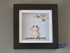 Cat and Bird picture, handmade