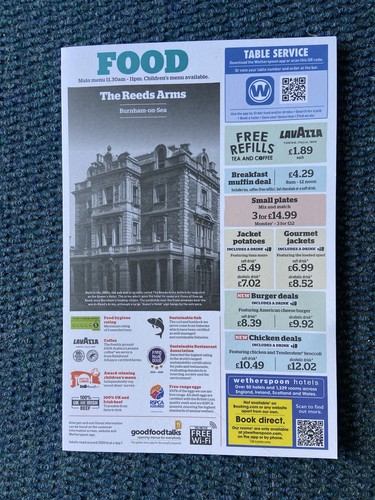 Wetherspoons bar menu the - wetherspoons,