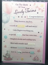 Birth of Your Lovely Twins Card - Girls