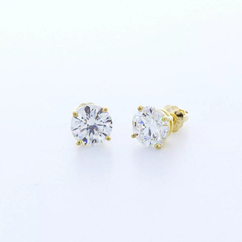 Solid 14k white gold - white, stud